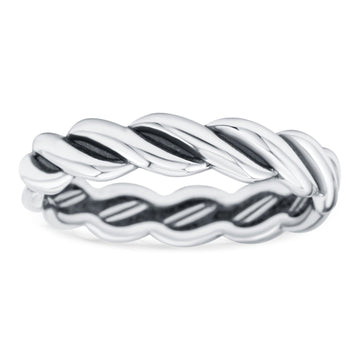 Rope Oxidized Band Solid 925 Sterling Silver Thumb Ring (4mm)